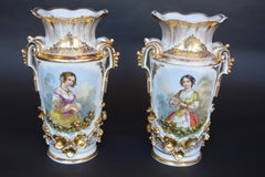 Pair of Vieux Paris Gilt Porcelain Vases