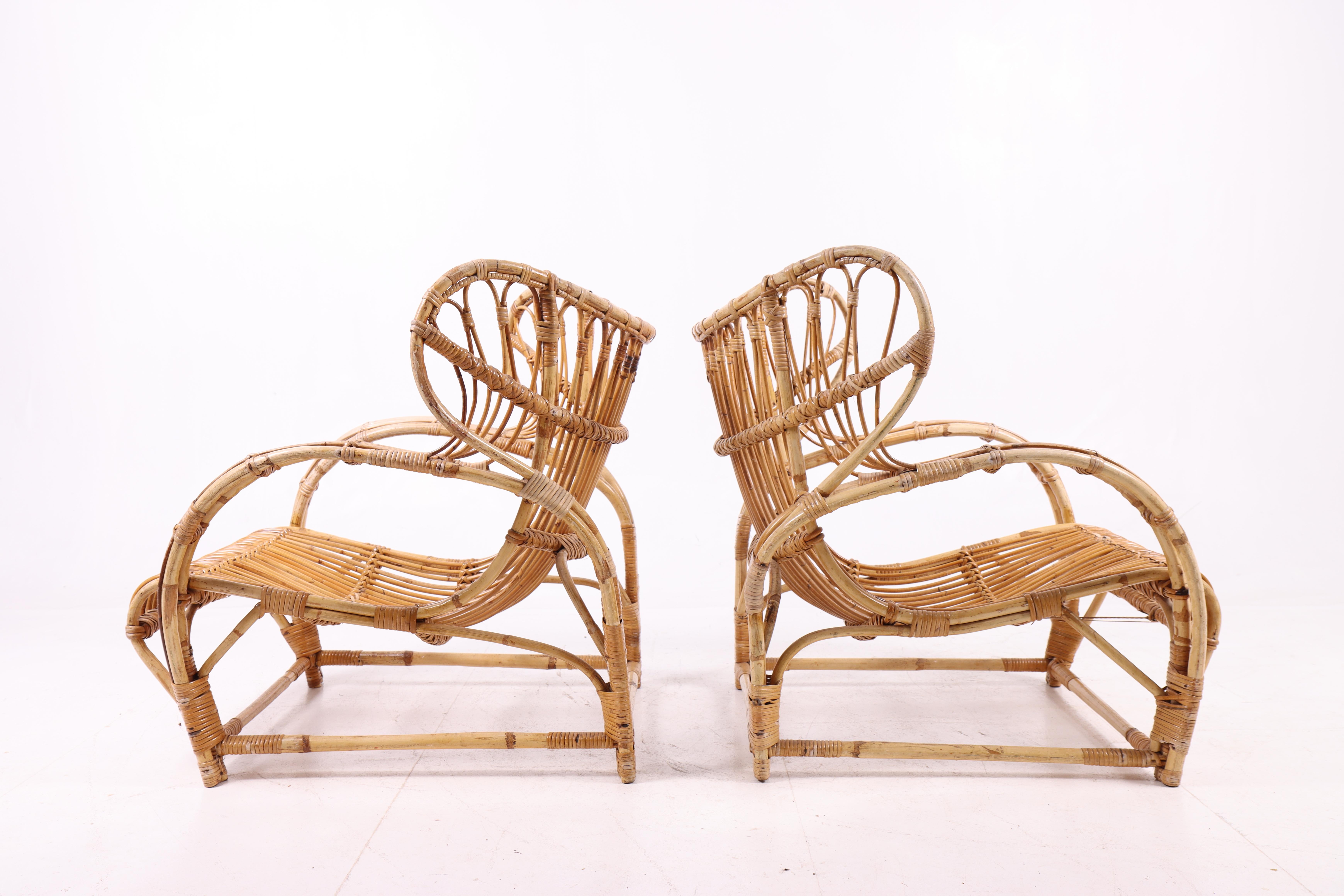 Danish Pair of Viggo Boesen Model 3440 Lounge Chairs in Rattan, Denmark, 1936 For Sale