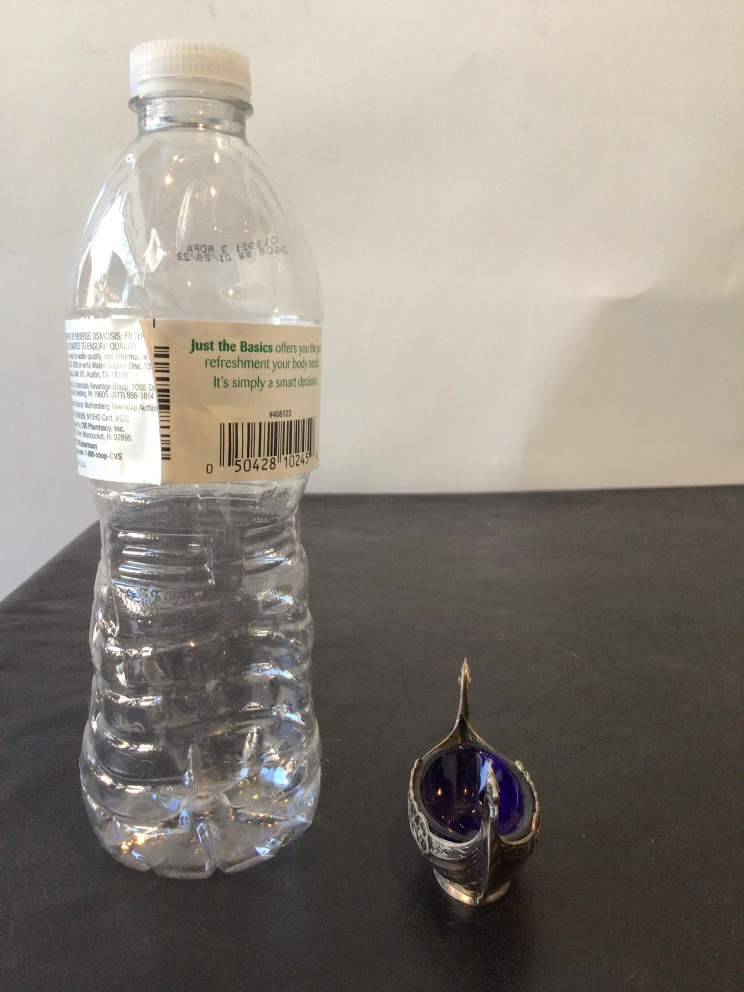 Pair of Viking Boat Swedish Sterling Salt Cellars with Cobalt Blue Glass Inserts In Good Condition In Tarrytown, NY