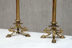 Coppia di lampade in ottone con zampe di leone attribuite a Vilhelm Bissen, Danimarca