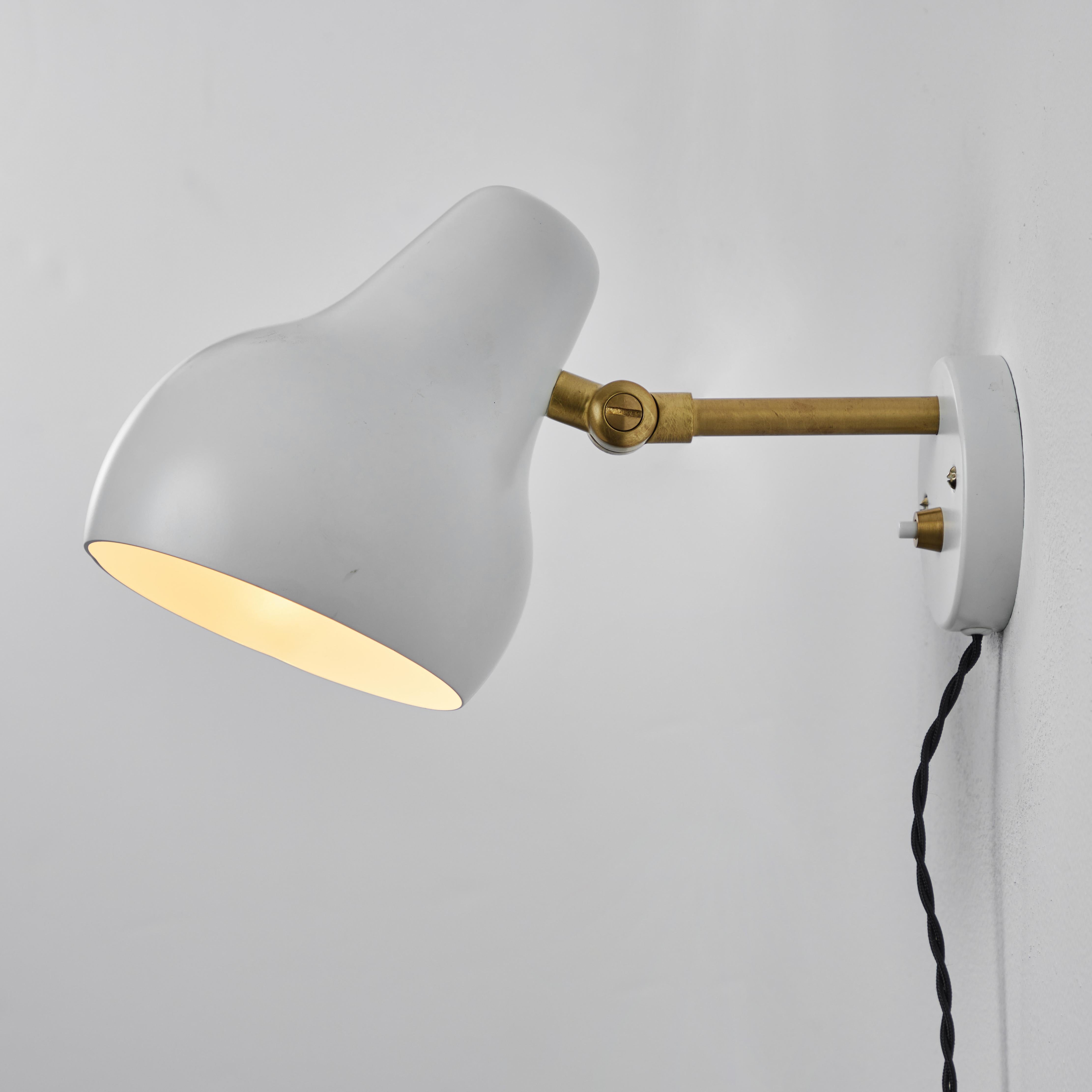 Contemporary Pair of Vilhelm Lauritzen VL38 'Radiohus' Plug in Wall Lamps for Louis Poulsen