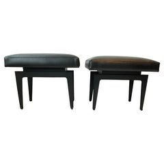 Paire de villas et de maisons Winston  Tabourets en cuir noir
