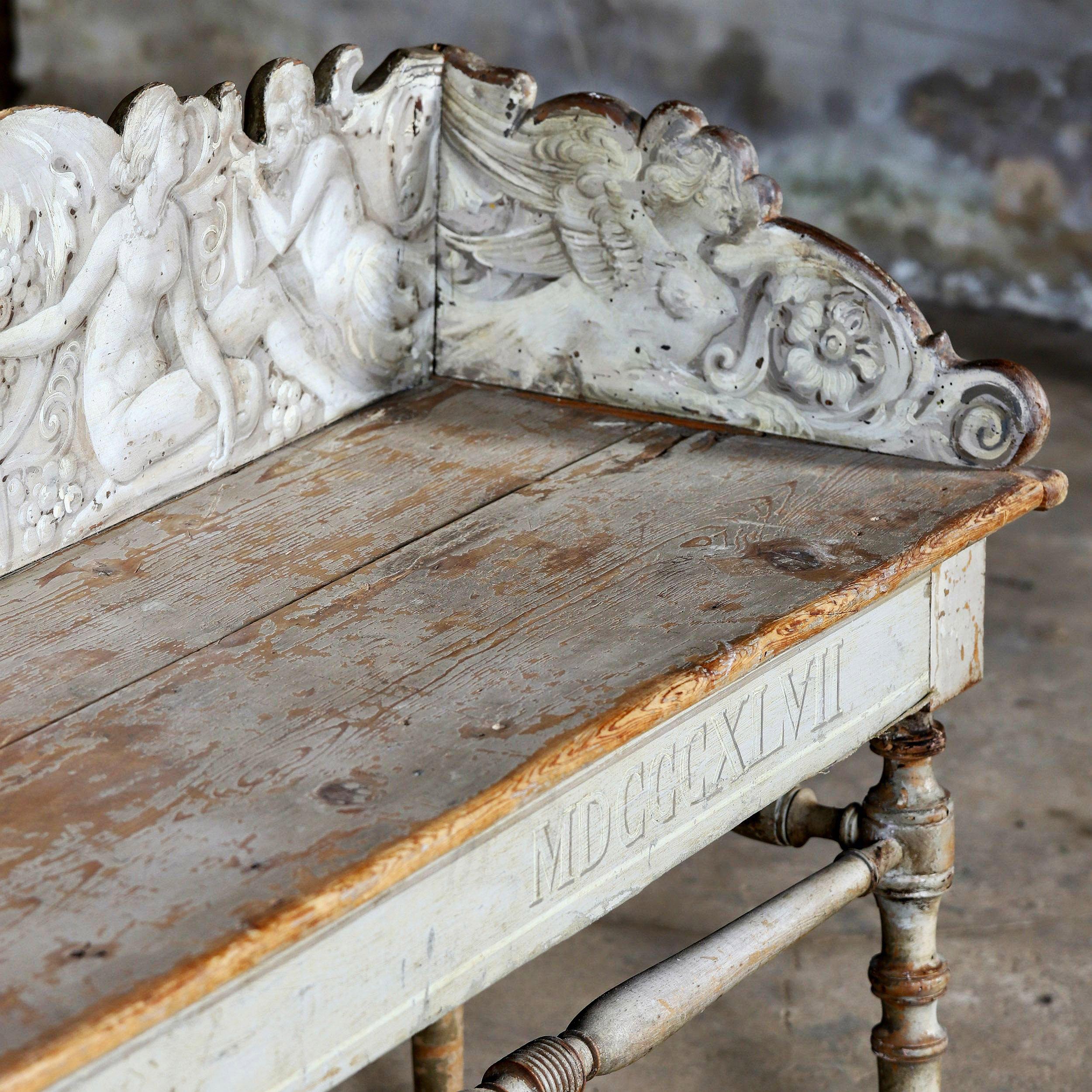 Pair of Villa Suvera Benches with Coat of Arms of the Lucchesi Palli Family For Sale 8
