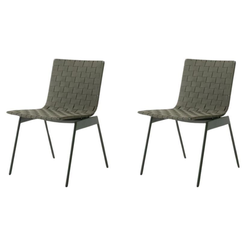 Pair of VilleAV33 Outdoor Side Chairs-Bronze Green-by Anderssen & Voll for &T For Sale