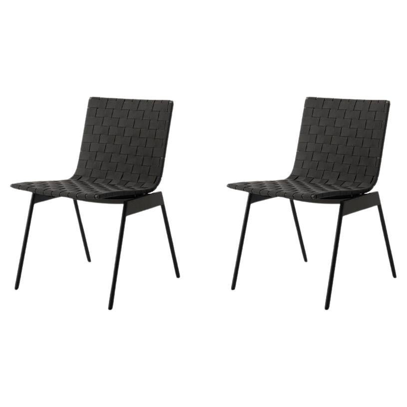 Pair of VilleAV33 Outdoor Side Chairs-Teak/Warm Black-by Anderssen & Voll for &T For Sale