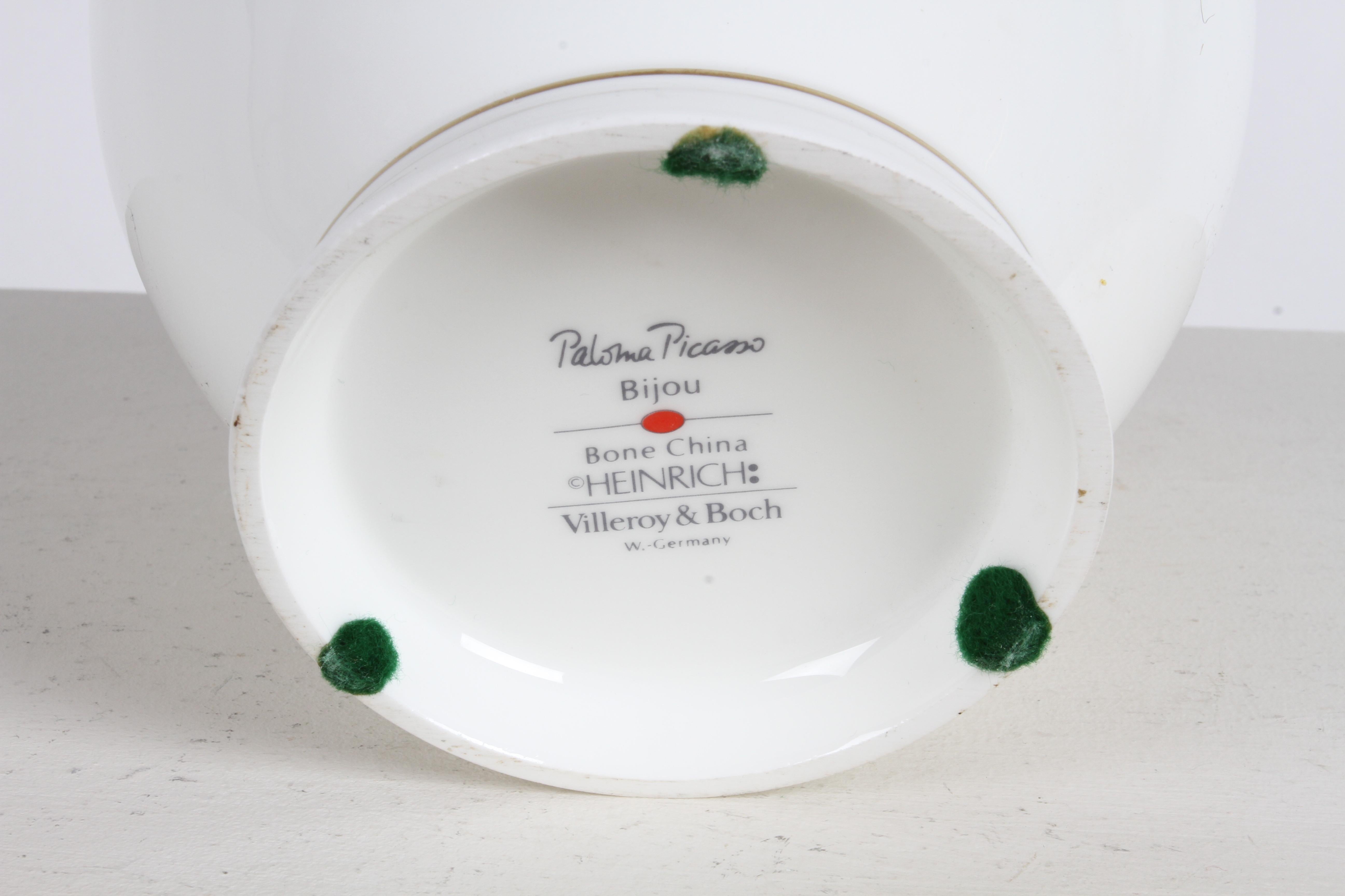 Pair of Villeroy & Boch Paloma Picasso Designed Bijou Jeweled Bone China Vases For Sale 4