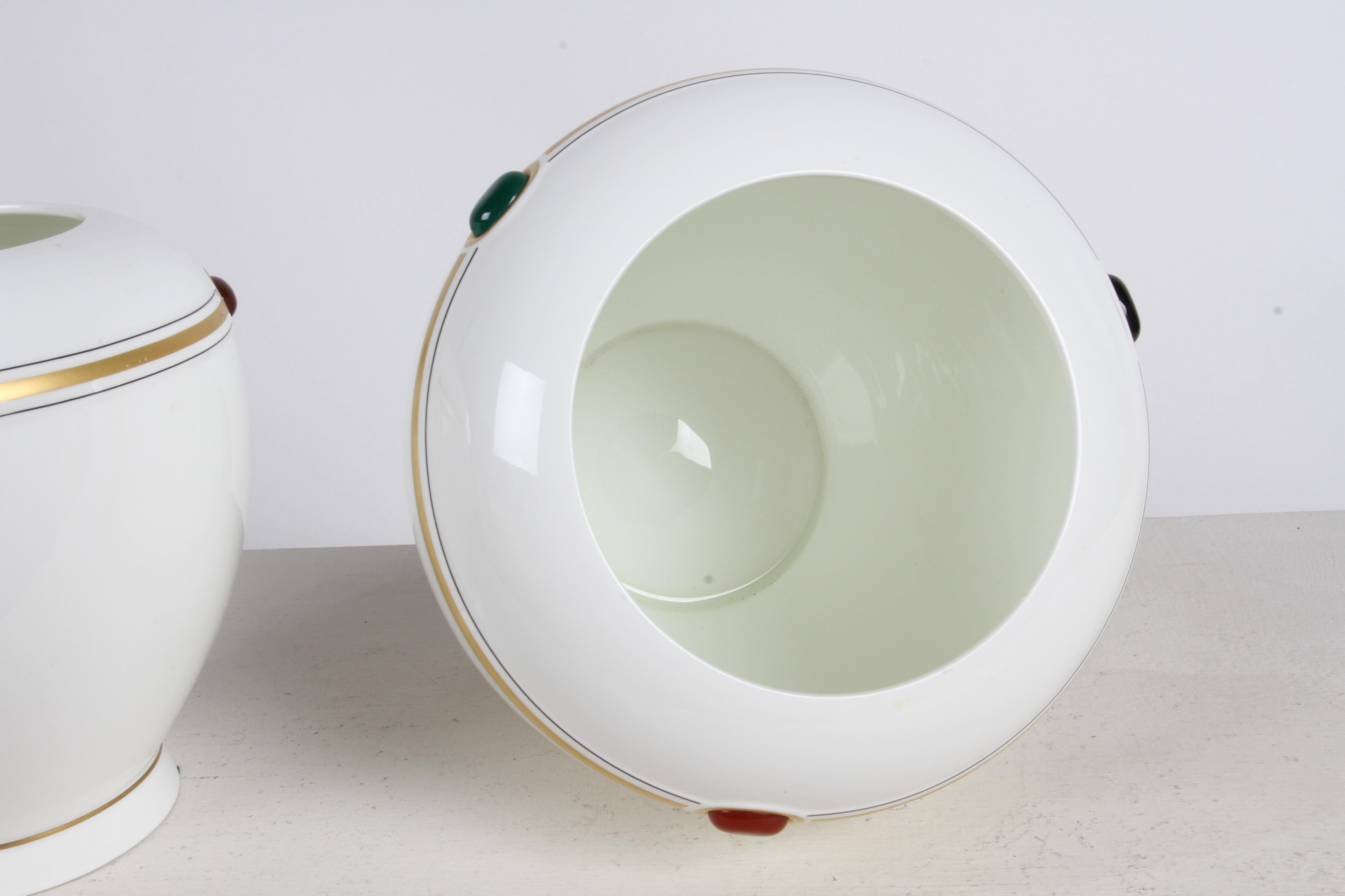 Porcelain Pair of Villeroy & Boch Paloma Picasso Designed Bijou Jeweled Bone China Vases For Sale
