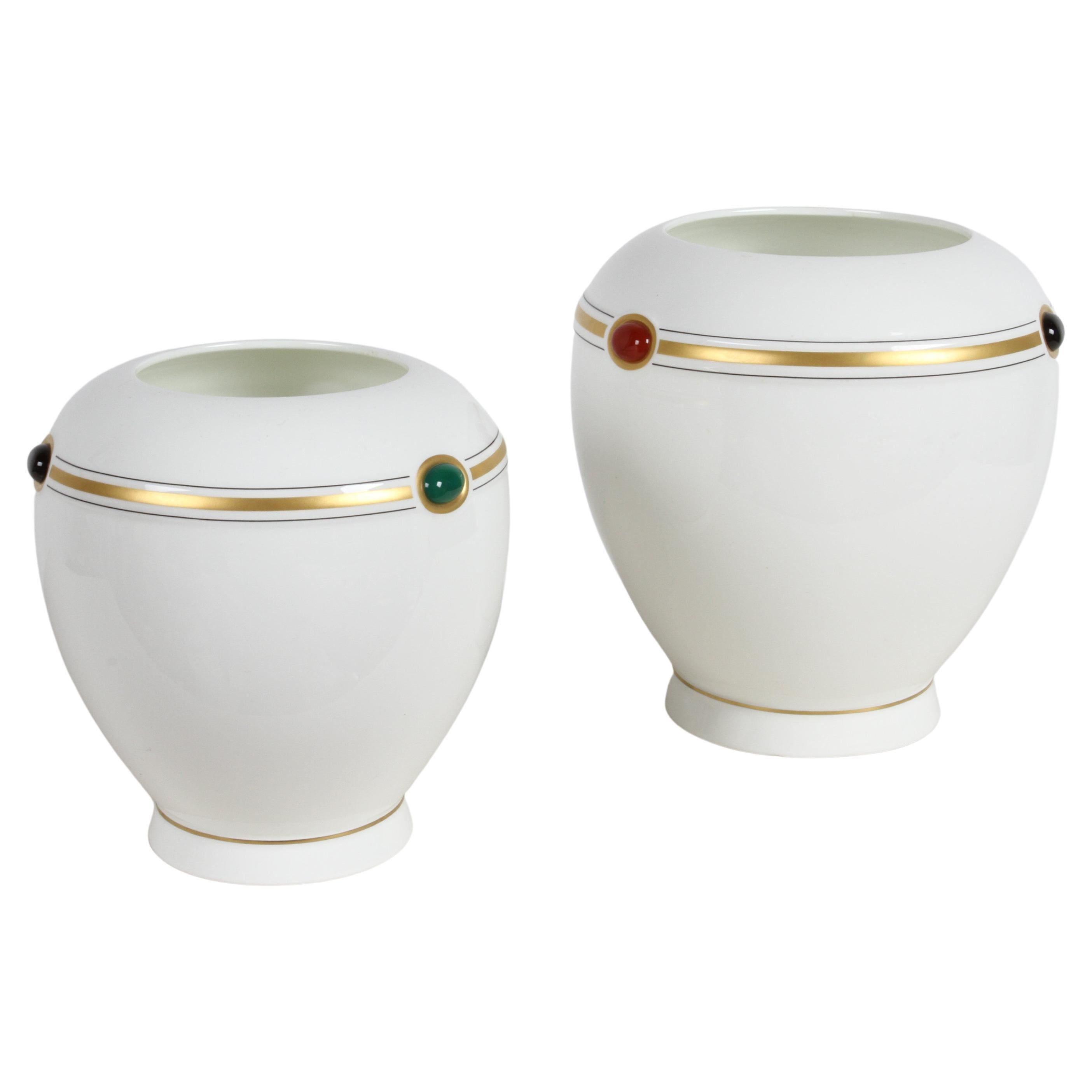 Pair of Villeroy & Boch Paloma Picasso Designed Bijou Jeweled Bone China Vases 