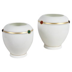 Retro Pair of Villeroy & Boch Paloma Picasso Designed Bijou Jeweled Bone China Vases 