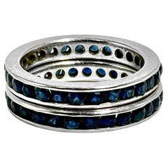 Pair of Vintage 18K White Gold Sapphire Eternity bands