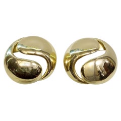 Pair of Vintage 18K Yellow Gold Clip-On Earrings, CUSI Milan, Italy, 1990s