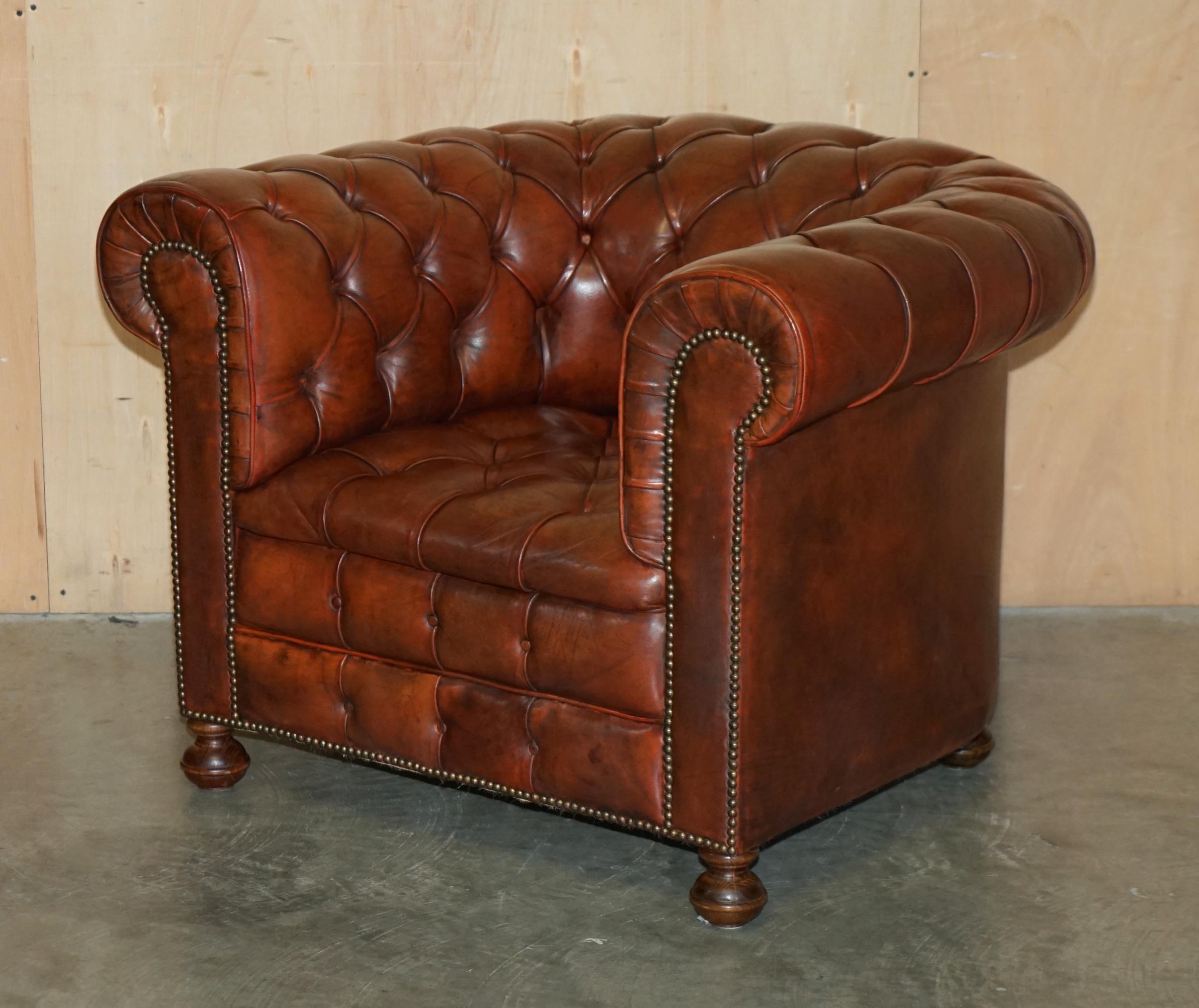 Royal House Antiques

Royal House Antiques is delighted to offer for sale this absolutely stunning pair of original circa 1920's, super comfortable, fully coil sprung, hand dyed saddle brown leather club armchairs with Chesterfield tufting

Please