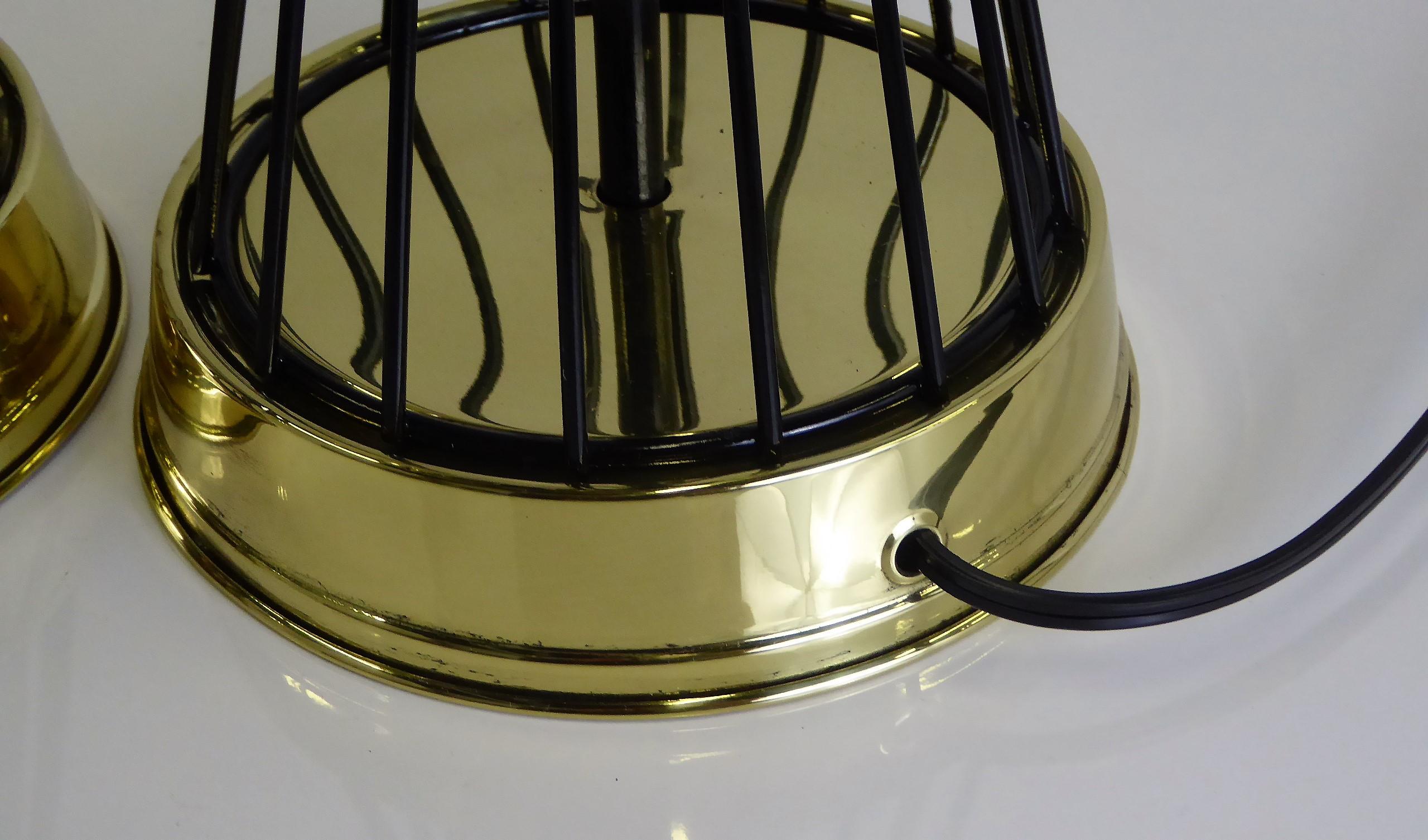Metal Pair of Vintage 1940s Brass and Wire Saturn Table Lamps