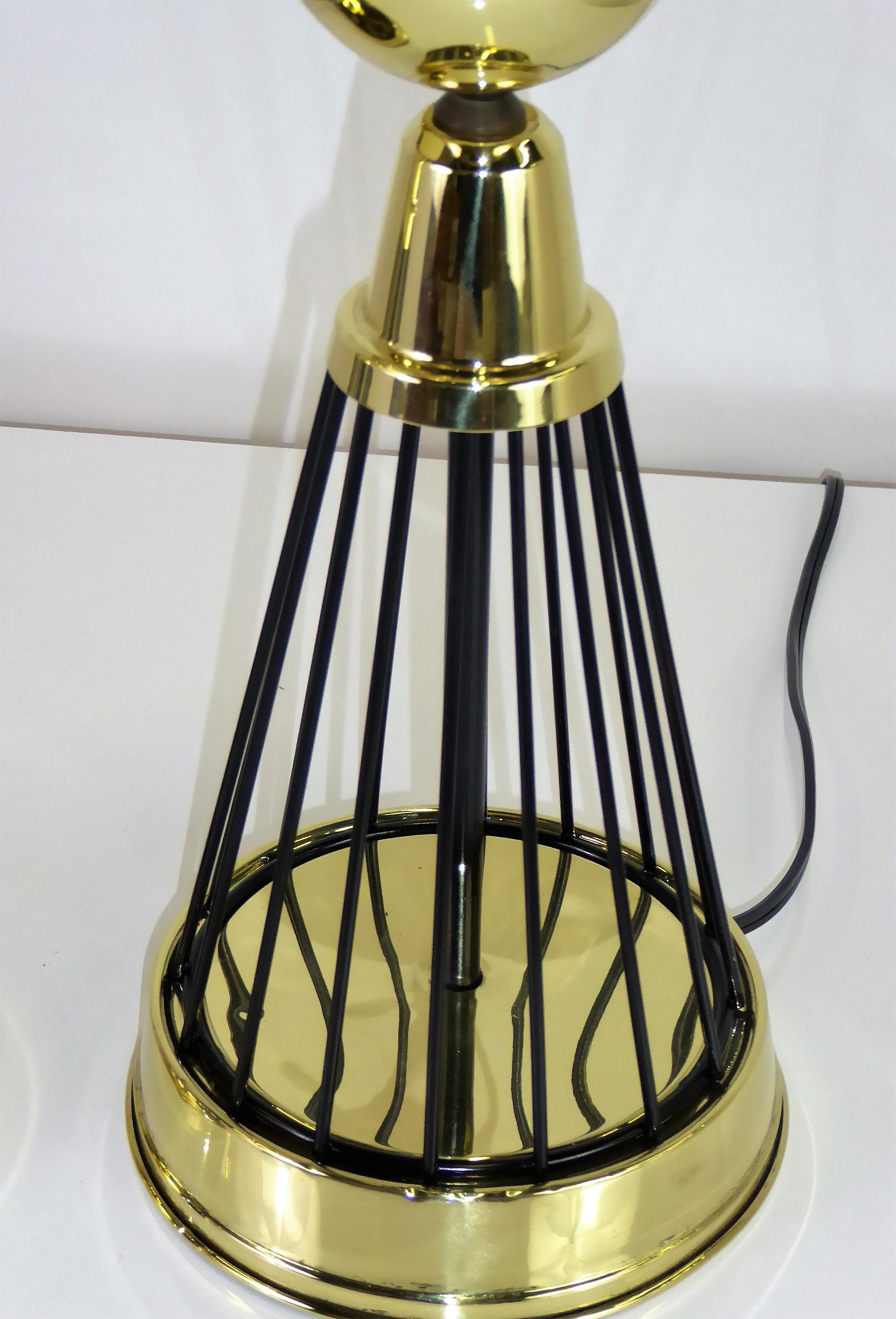 Pair of Vintage 1940s Brass and Wire Saturn Table Lamps 2