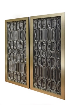 Lucite Dimensional Racetrack Sculptural Panels Custom Framed Pair of Vintage