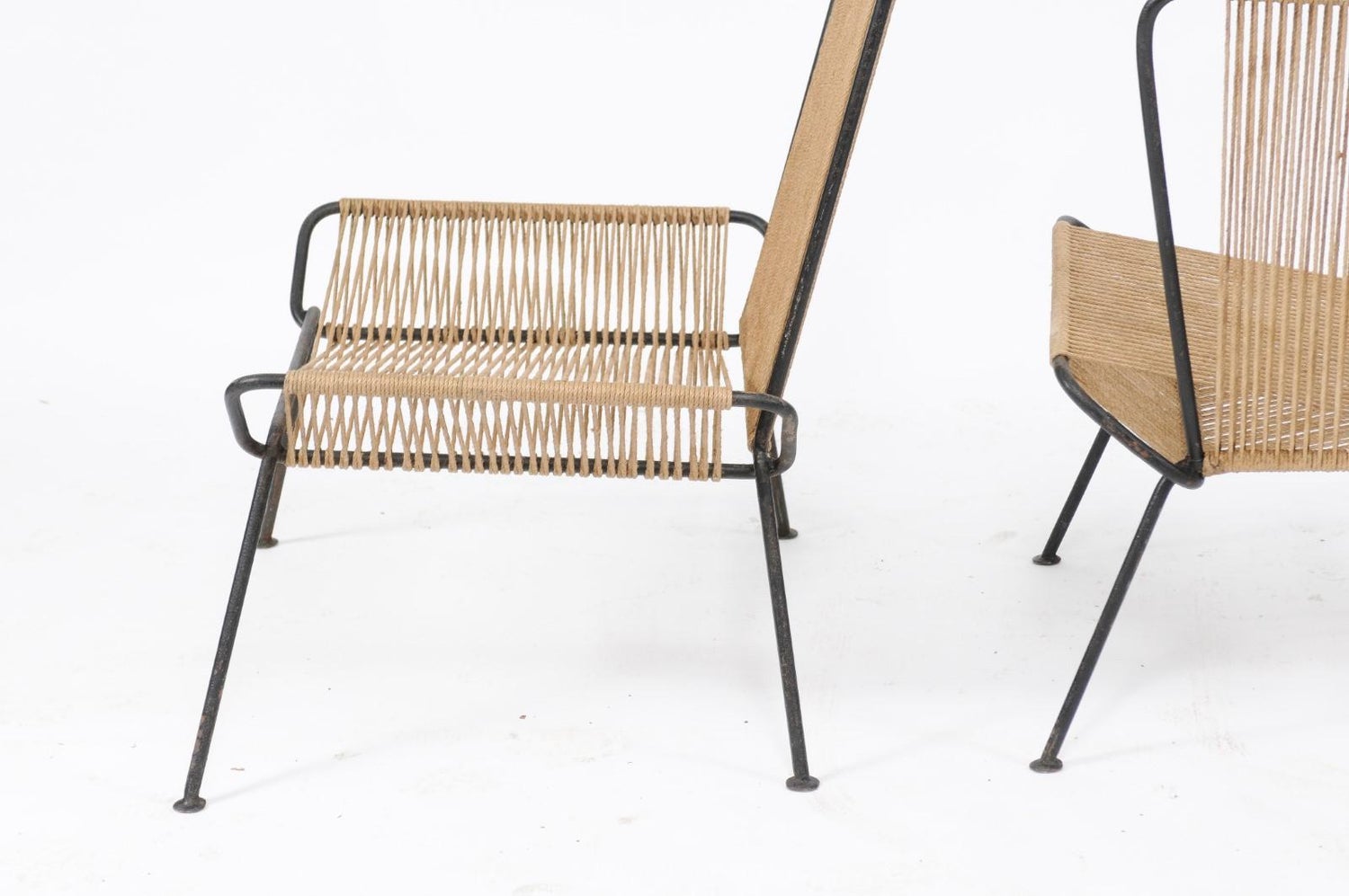 Pair Of Vintage 1950s Allan Gould Style Butterfly Shaped String And Iron Chairs At 1stdibs