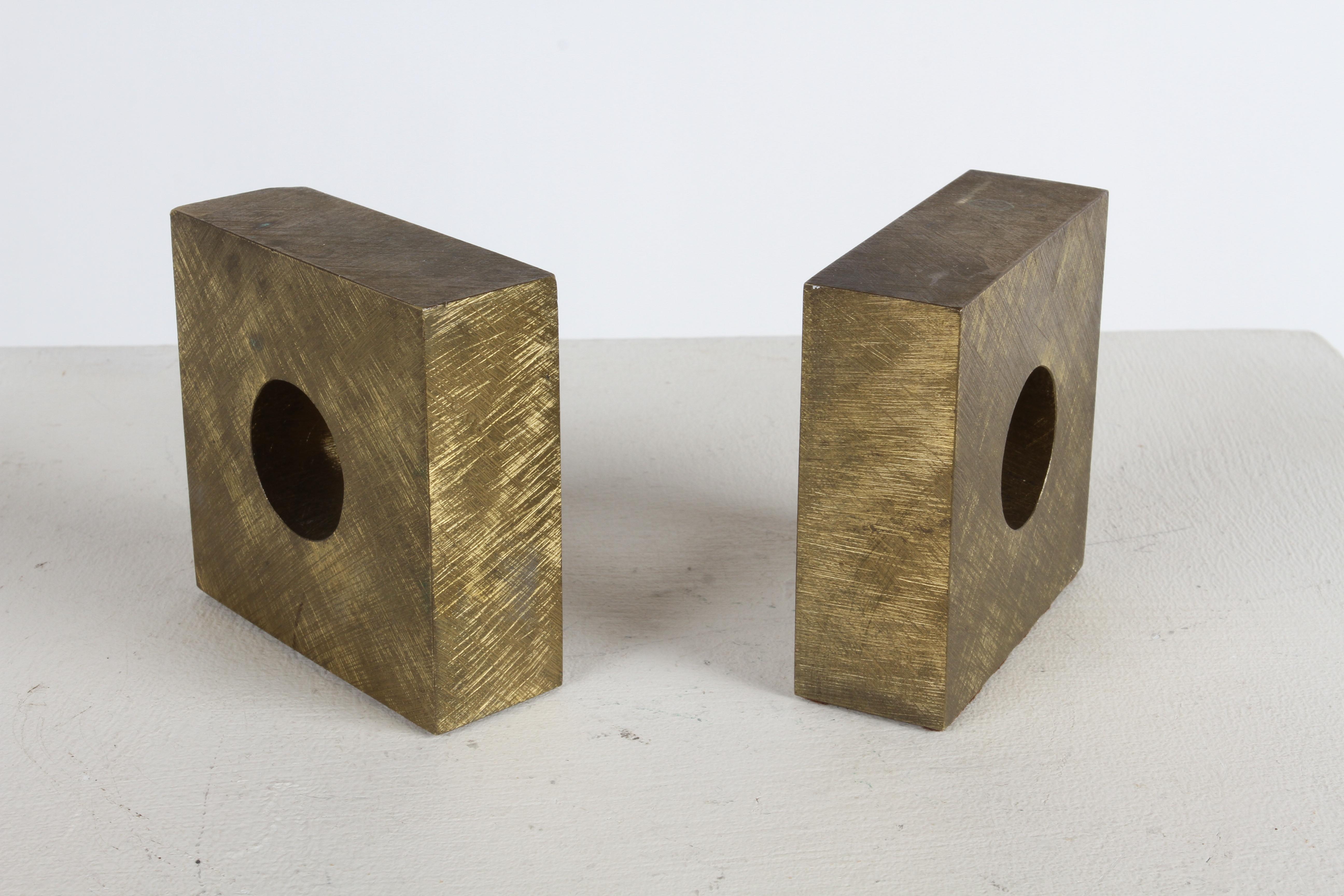 Pair of Vintage 1950s Bronze Carl Auböck Austria Bronze Square Bookends #4575 For Sale 1