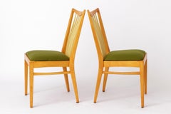 Pair of Vintage 1950s Mid-Century Modern Chairs – Solid Beech Wood & Fresh Green