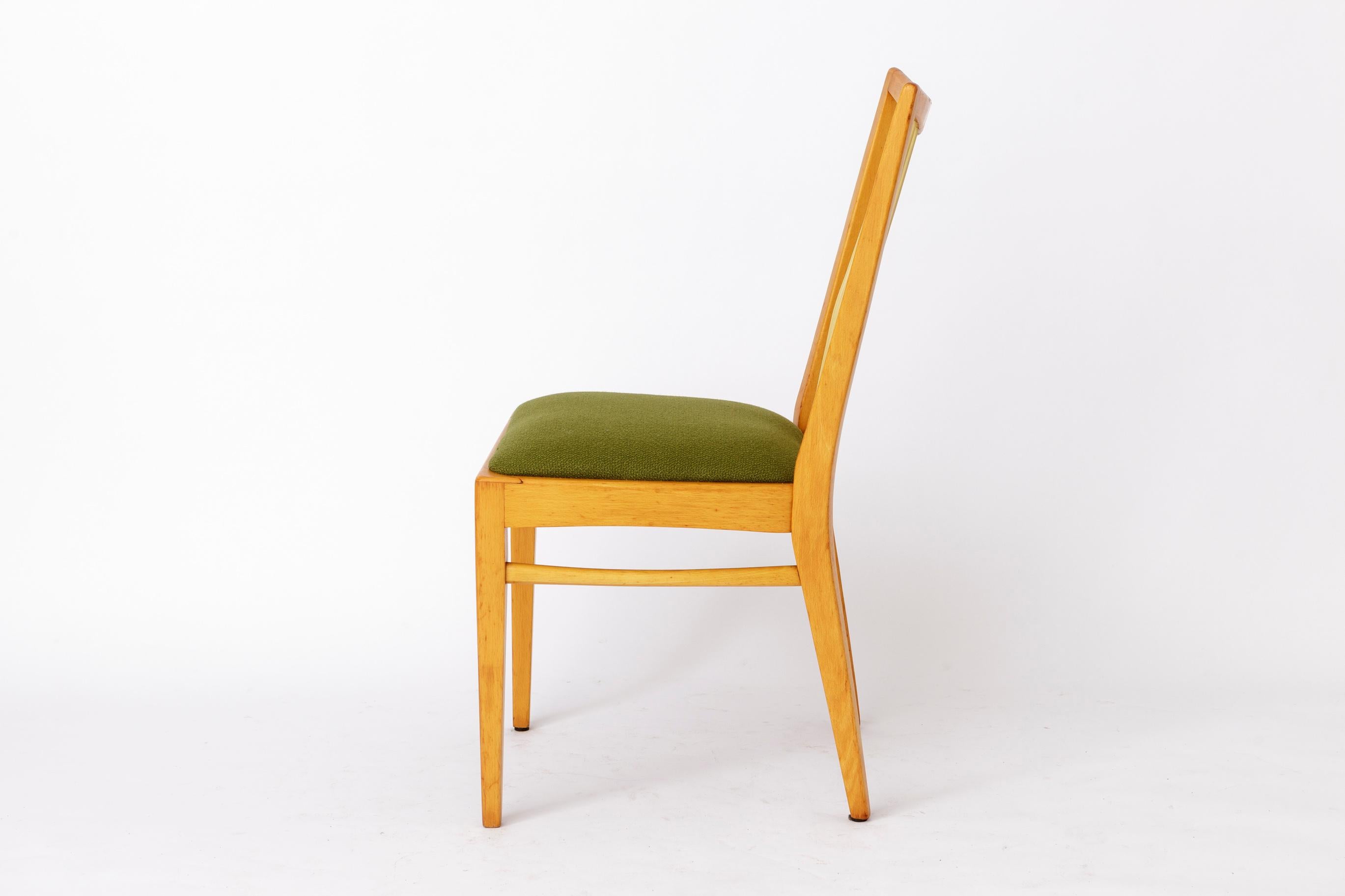 Pareja de sillas modernas de mediados de siglo de los años 50 - Madera maciza de haya y verde fresco Pulido en venta