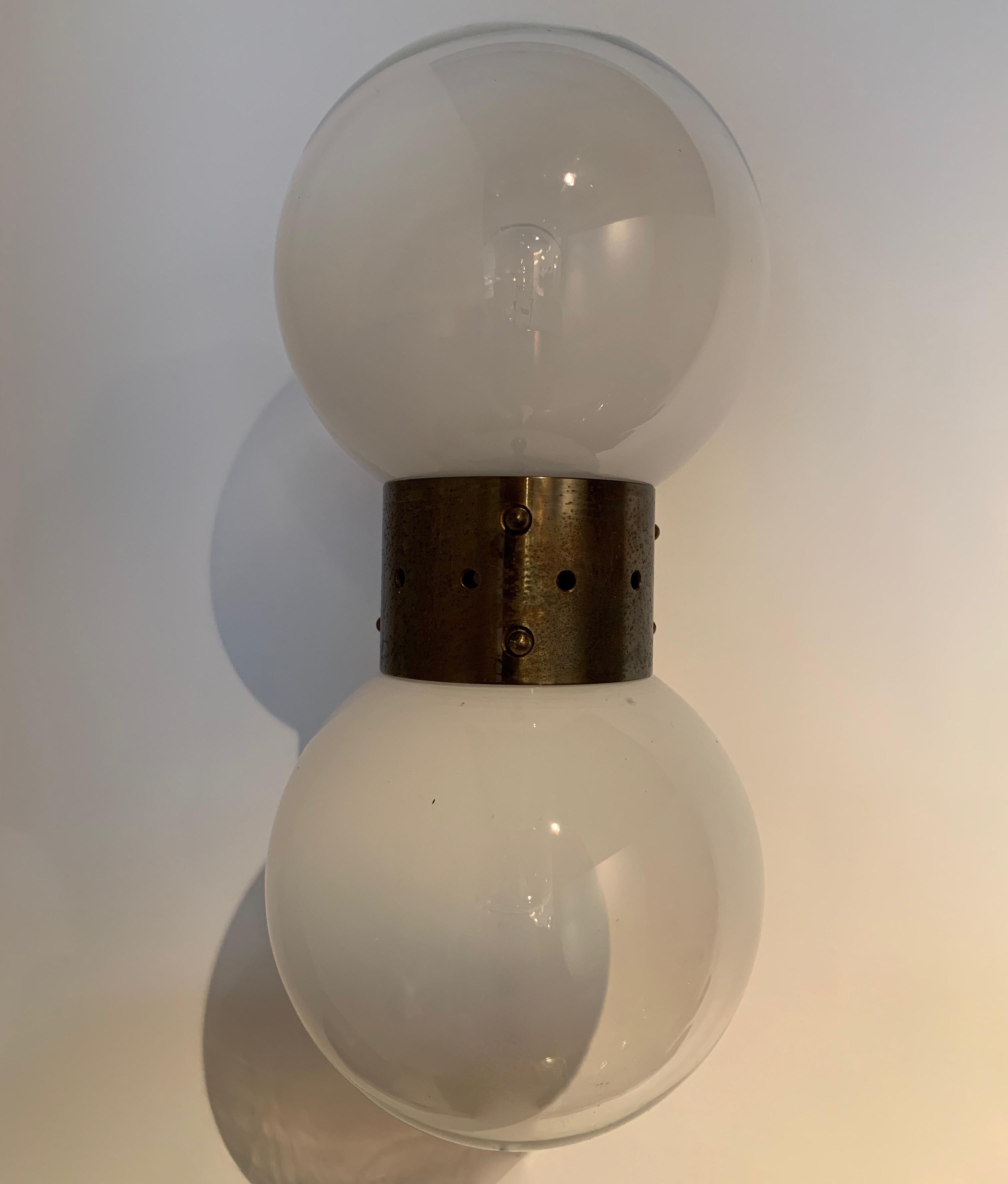 20th Century Pair of Vintage 1950s Murano Glass Orb Wall Sconces