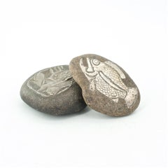 Pair of Vintage 1950s Scandinavian Skohg Sterling Paintings on Swedish Stones