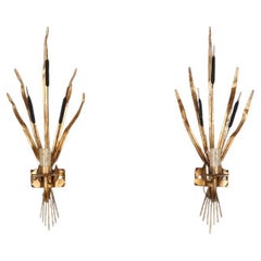 Pair of Vintage 1950’s Sheaf of Corn Inspired Sconces