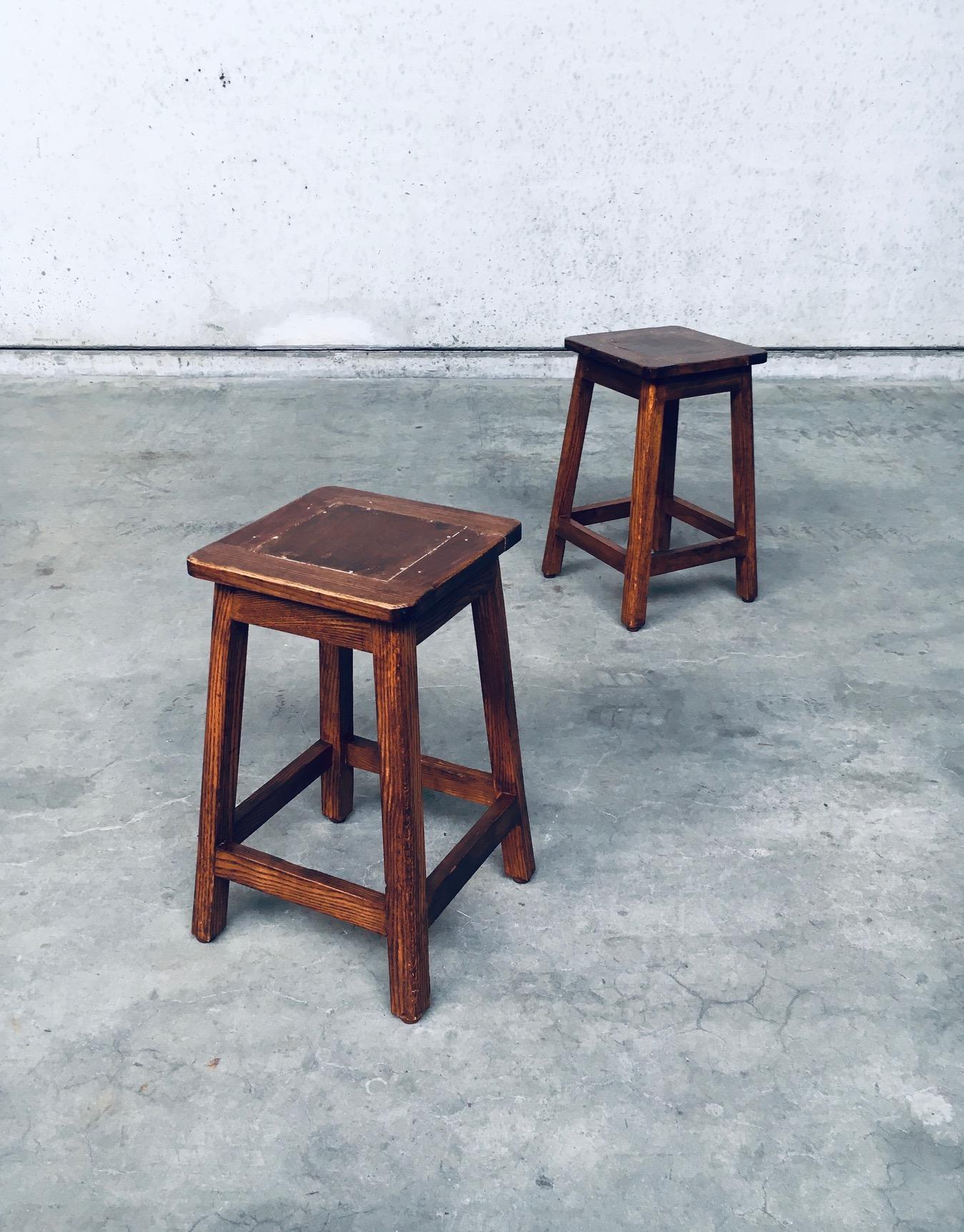 Pair of Vintage 1950's Square Potters Stools For Sale 3