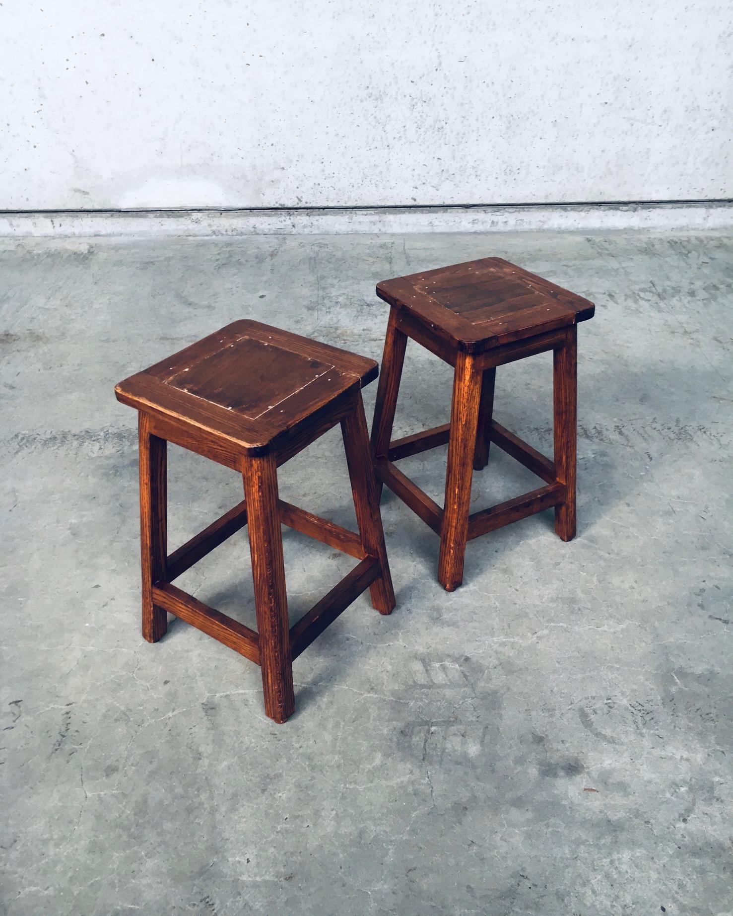 Pair of Vintage 1950's Square Potters Stools For Sale 4