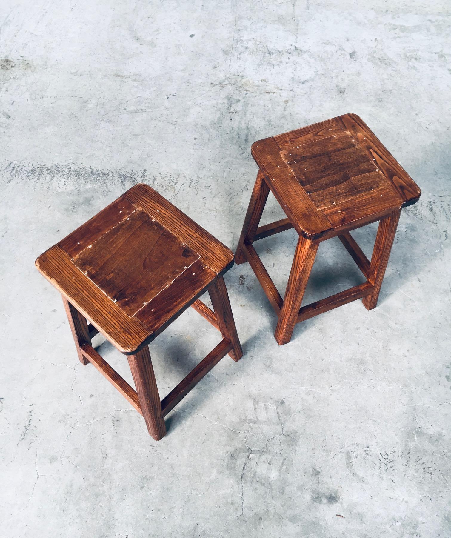 Pair of Vintage 1950's Square Potters Stools For Sale 5