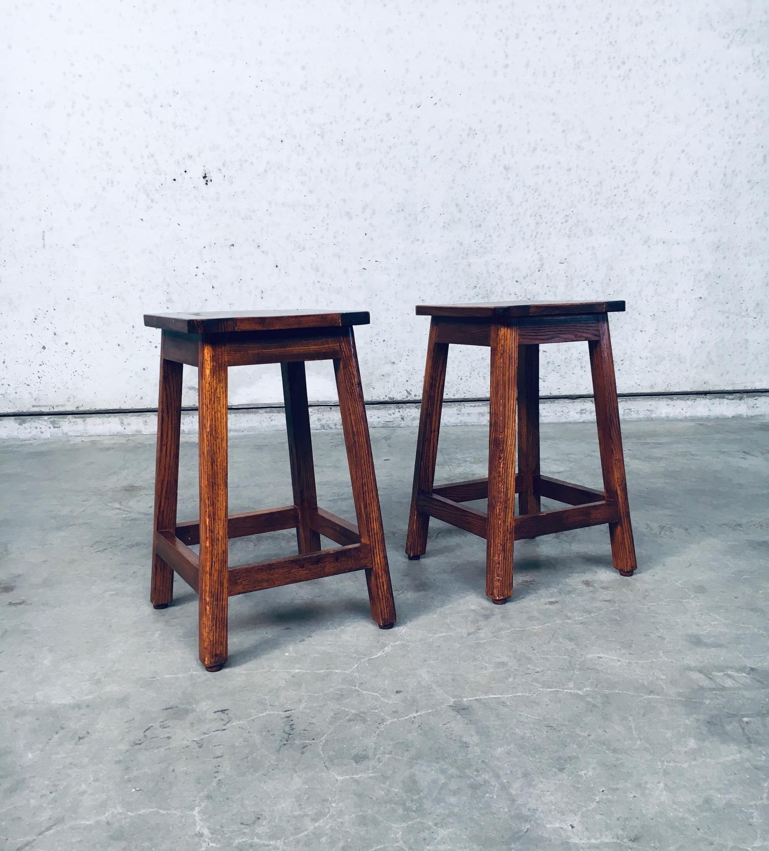 Belgian Pair of Vintage 1950's Square Potters Stools For Sale