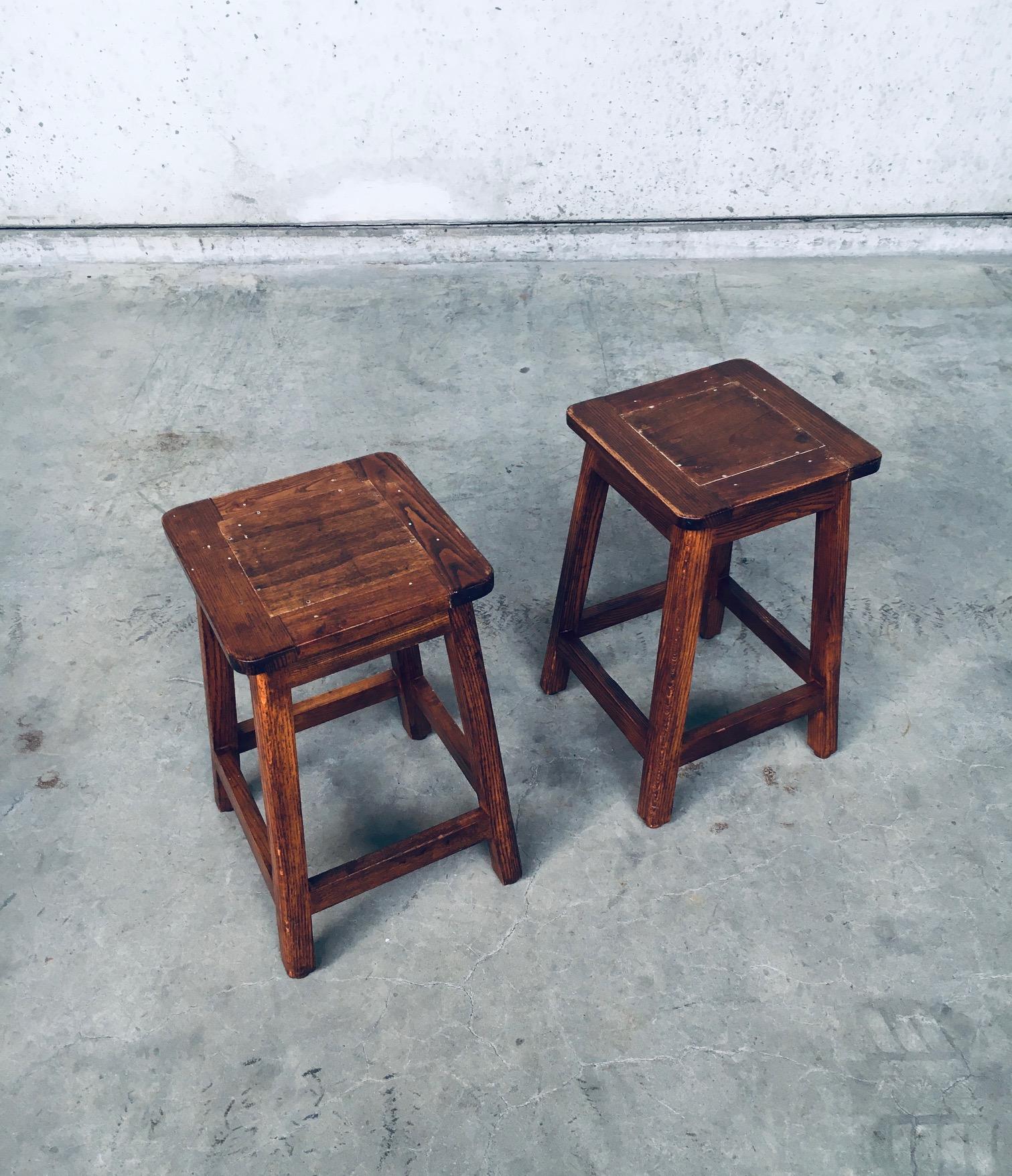 Pair of Vintage 1950's Square Potters Stools In Good Condition For Sale In Oud-Turnhout, VAN
