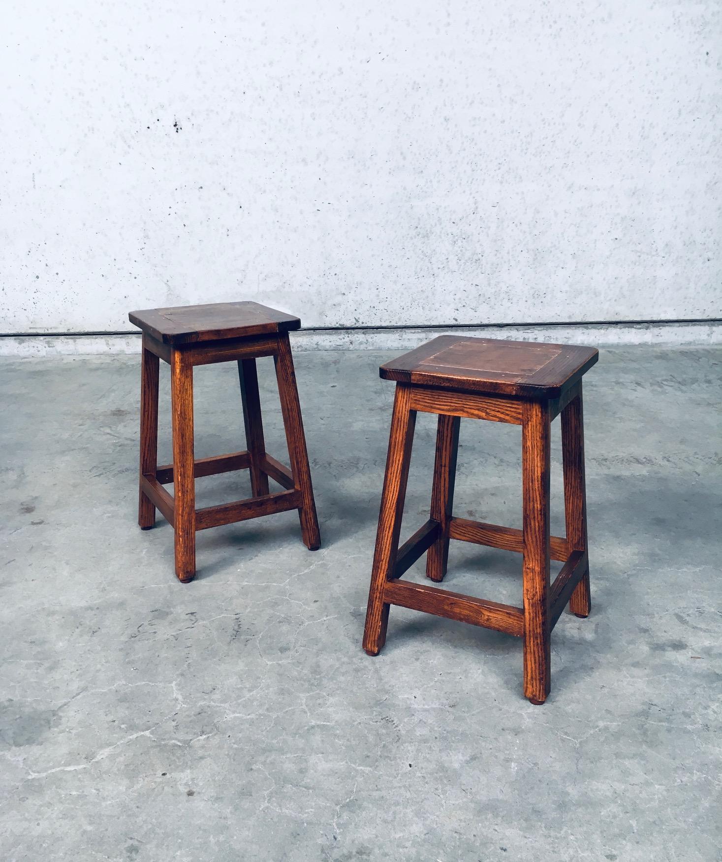 Mid-20th Century Pair of Vintage 1950's Square Potters Stools For Sale