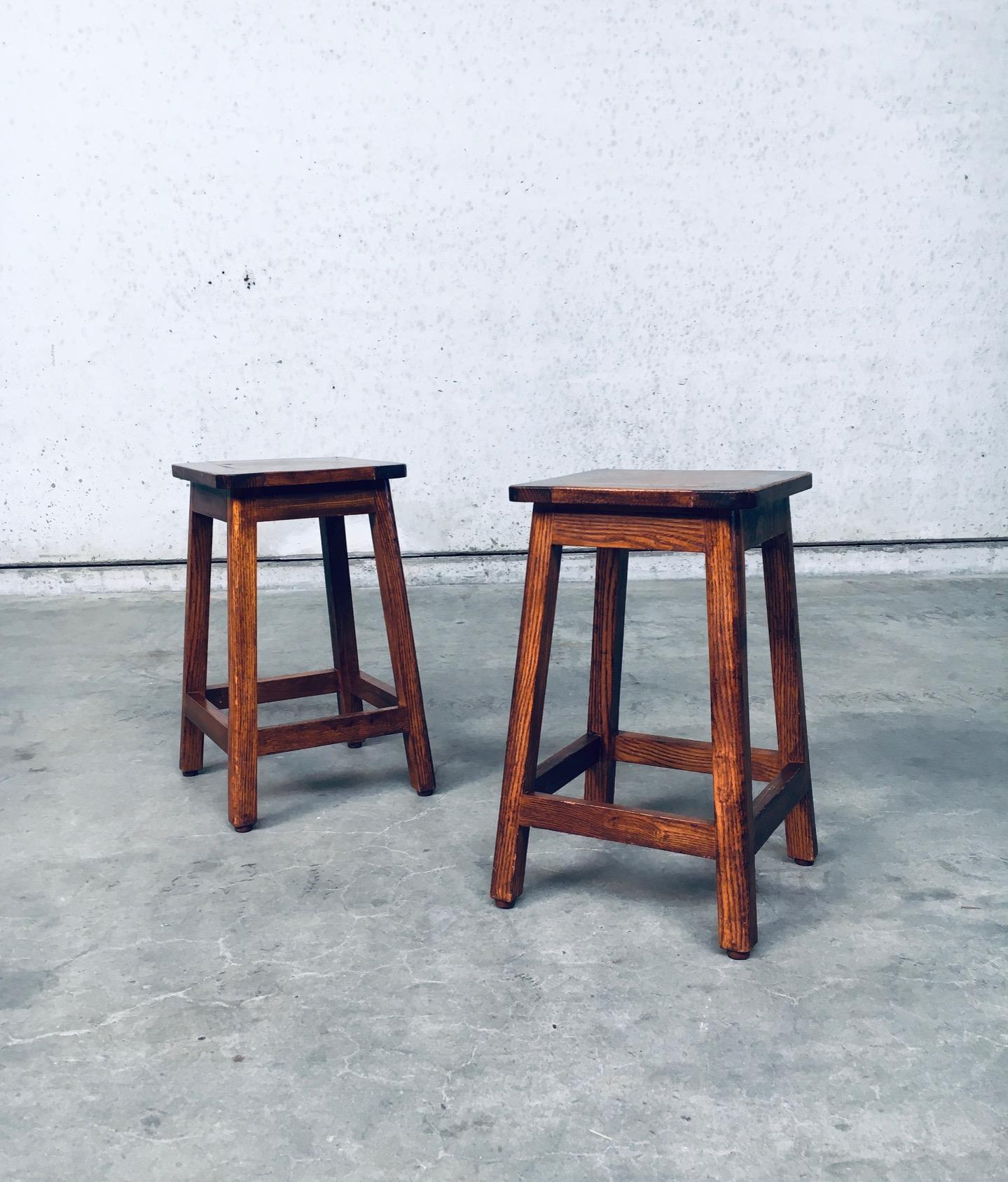 Beech Pair of Vintage 1950's Square Potters Stools For Sale
