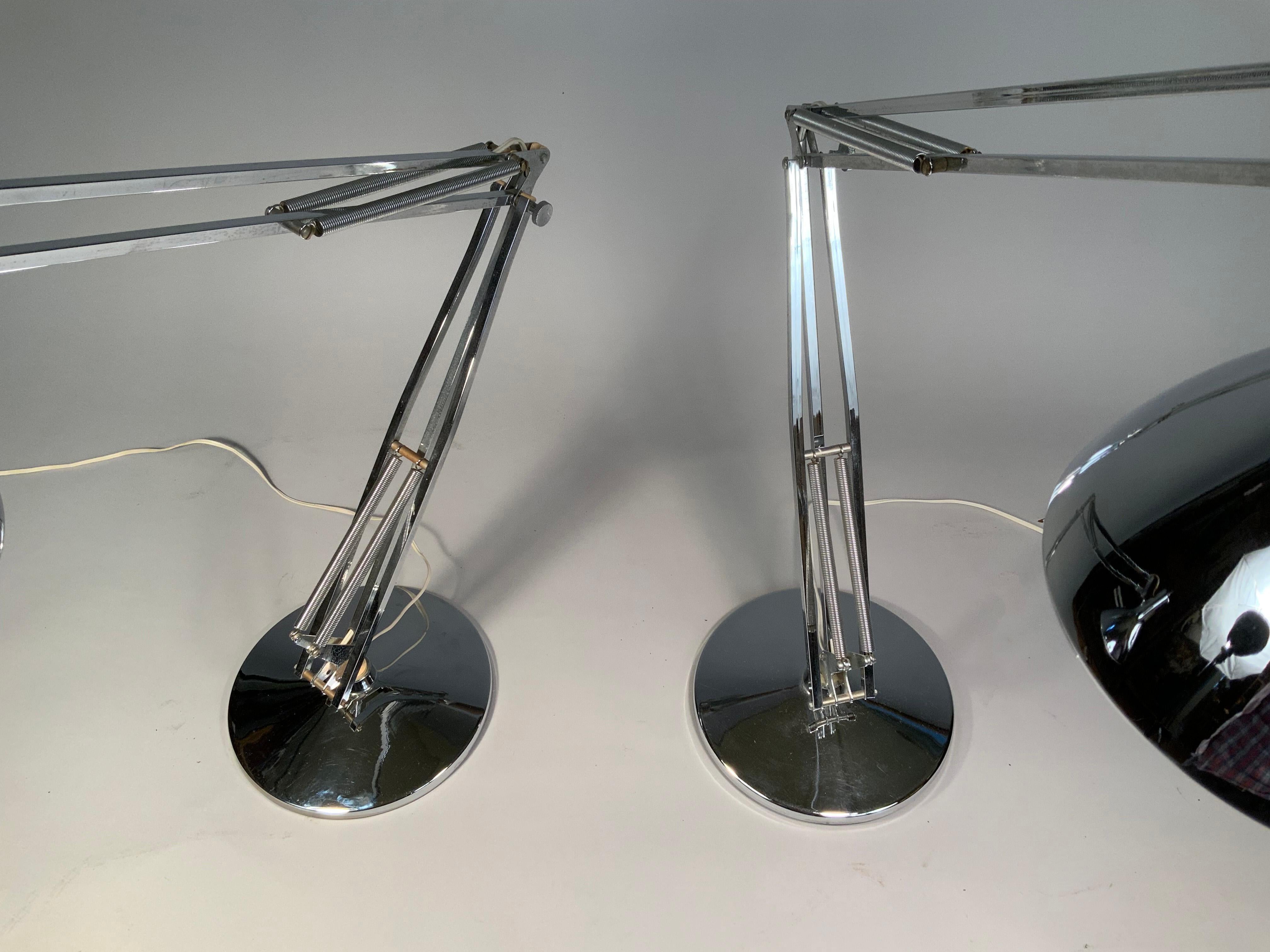 Pair of Vintage 1960's Adjustable Chrome Lamps by Luxo In Good Condition In Hudson, NY