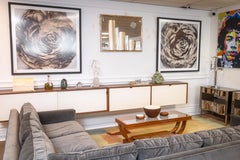 Pair of Vintage 1960s Florence Knoll Floating Credenzas Walnut & White Laminate