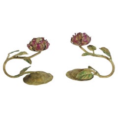 Pareja de candelabros de hierro forjado italianos de los años 60 - Romantic Floral De