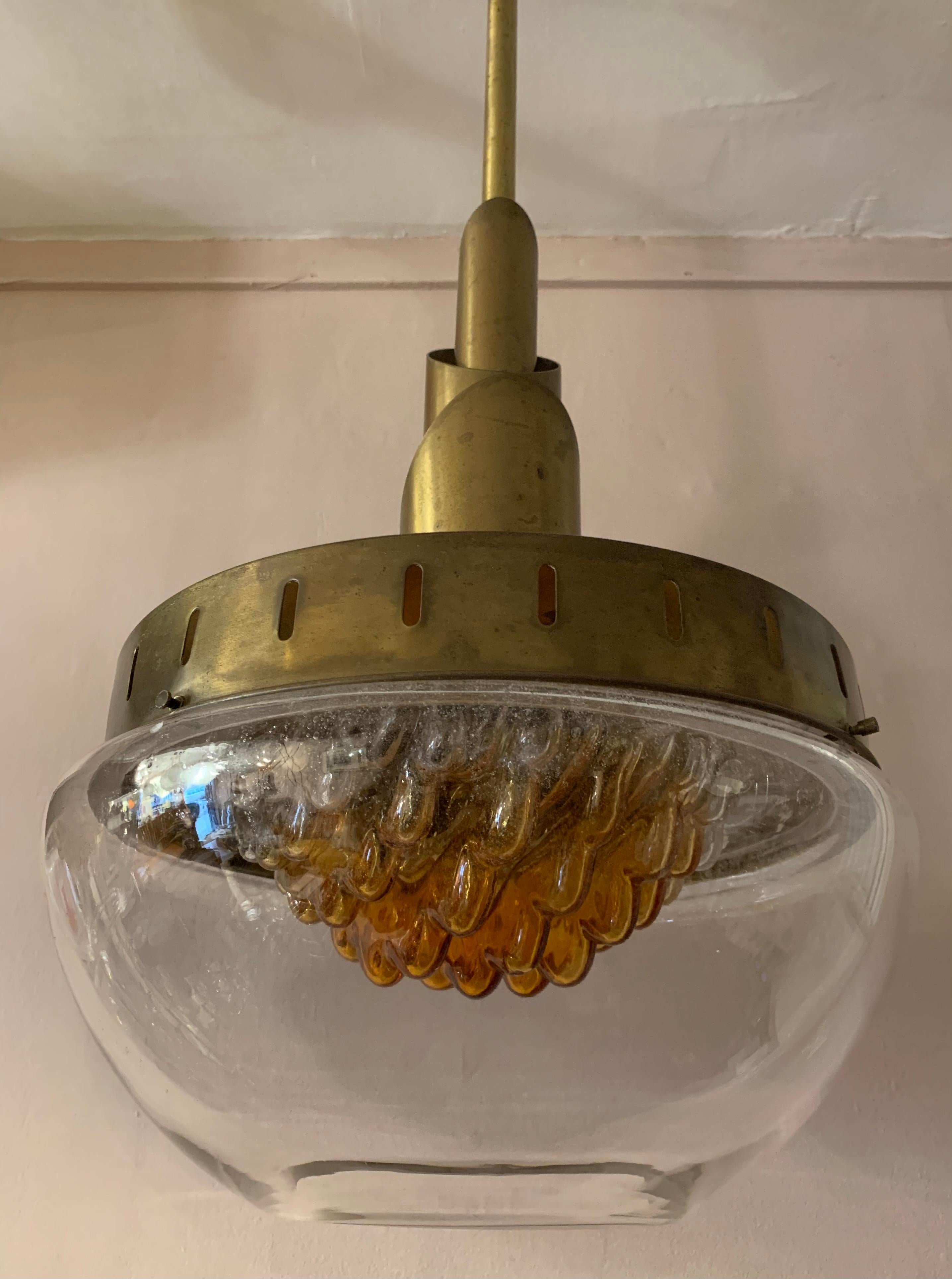 Pair of Vintage 1960s Mazzega Murano Glass Hanging Pendant Lights by Carlo Nason 9