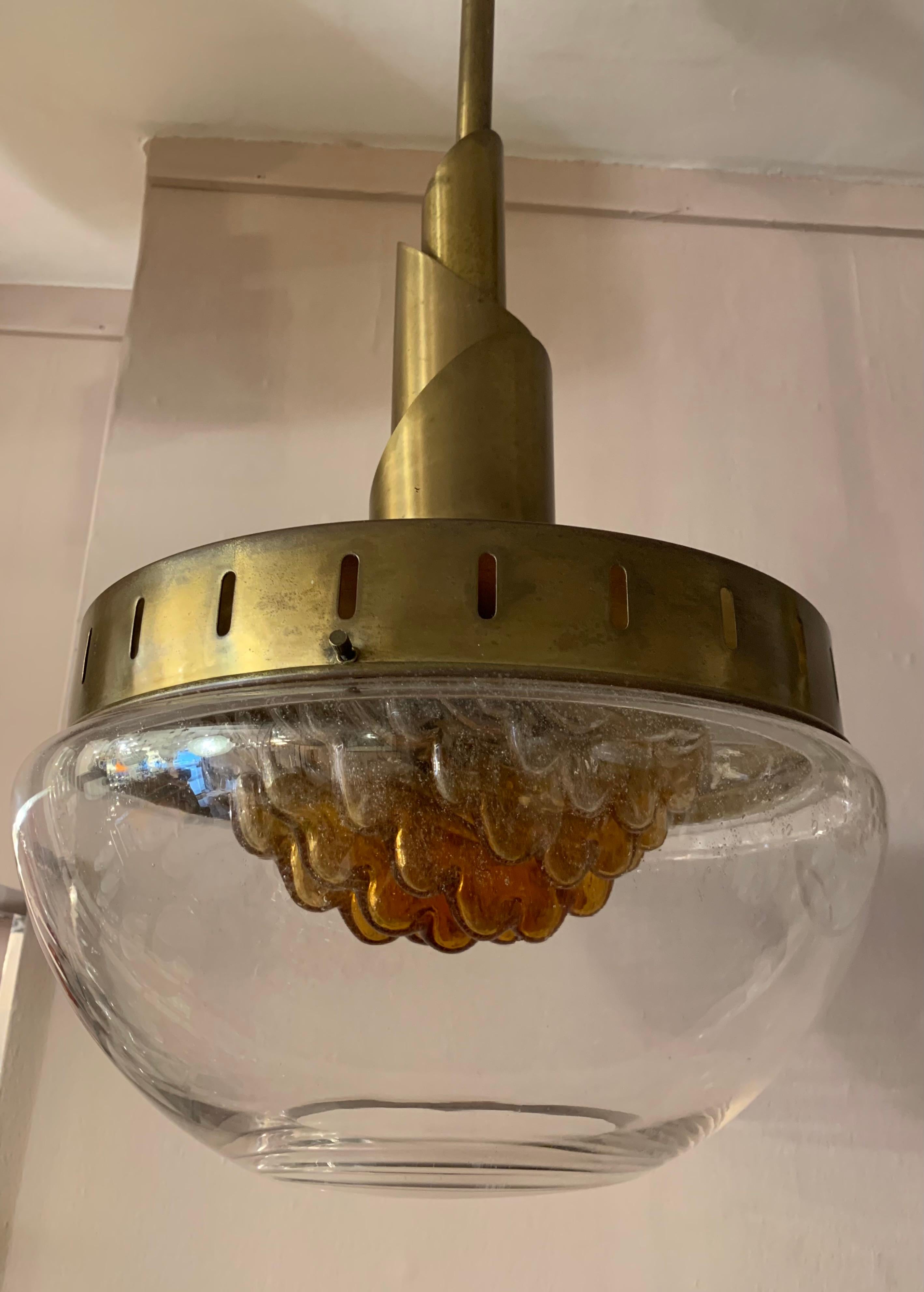 Pair of Vintage 1960s Mazzega Murano Glass Hanging Pendant Lights by Carlo Nason 11