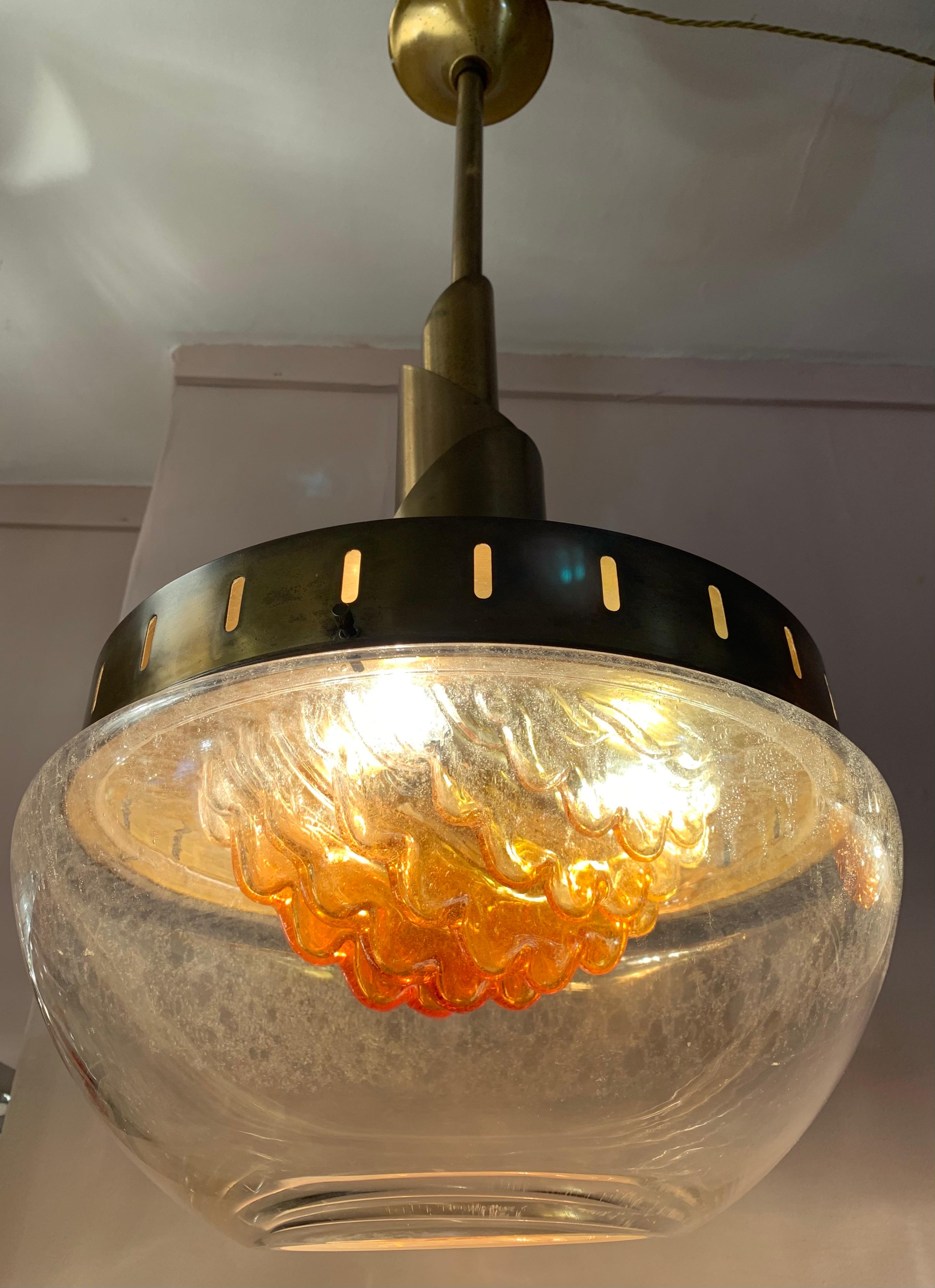 Pair of Vintage 1960s Mazzega Murano Glass Hanging Pendant Lights by Carlo Nason 1