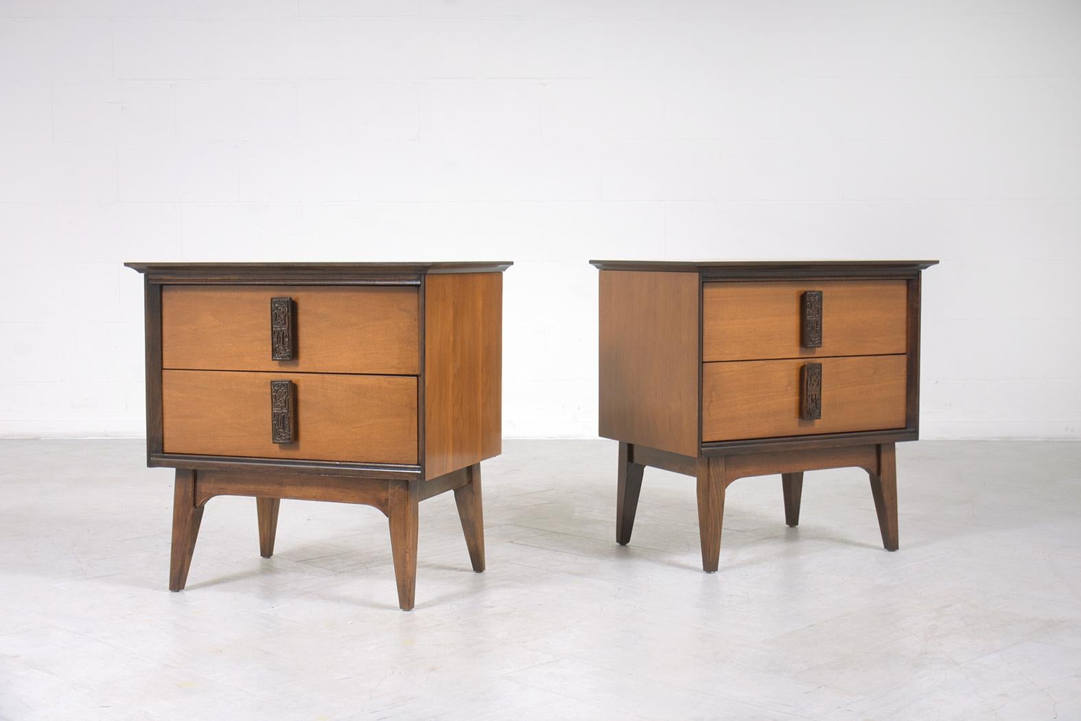 Hand-Crafted Pair of Vintage 1960 Mid-Century Modern Nightstands