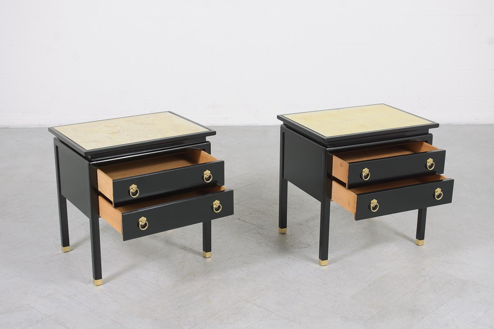 Brass Pair of Vintage 1960s Mid-Century Modern Nightstands
