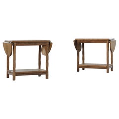 Pair of Vintage 1970s Bedside Tables style of H. Kjærnulf, Solid Oak, Denmark