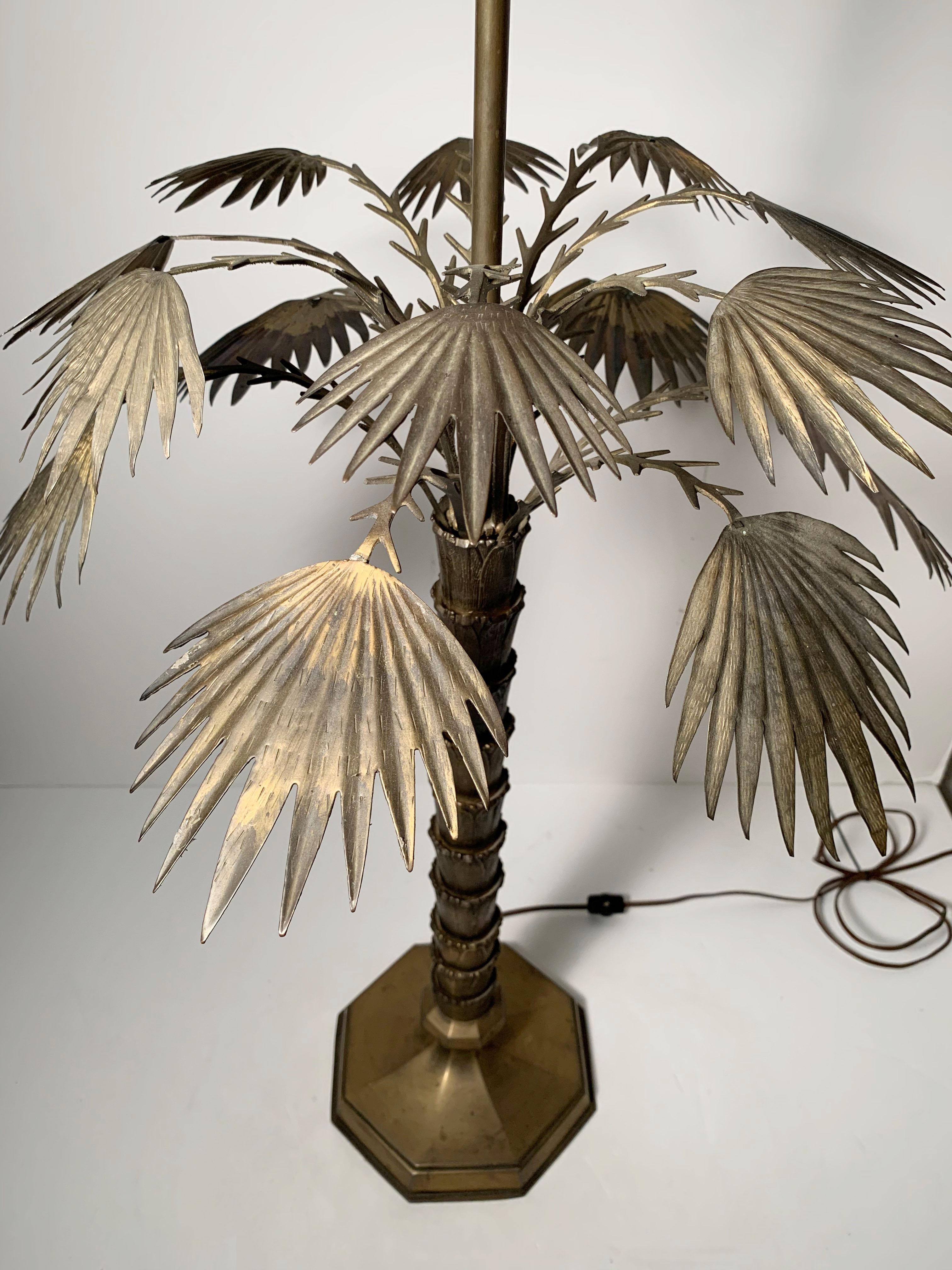 Paar Vintage 1970er Messing Chapman Palm Lampen im Angebot 7