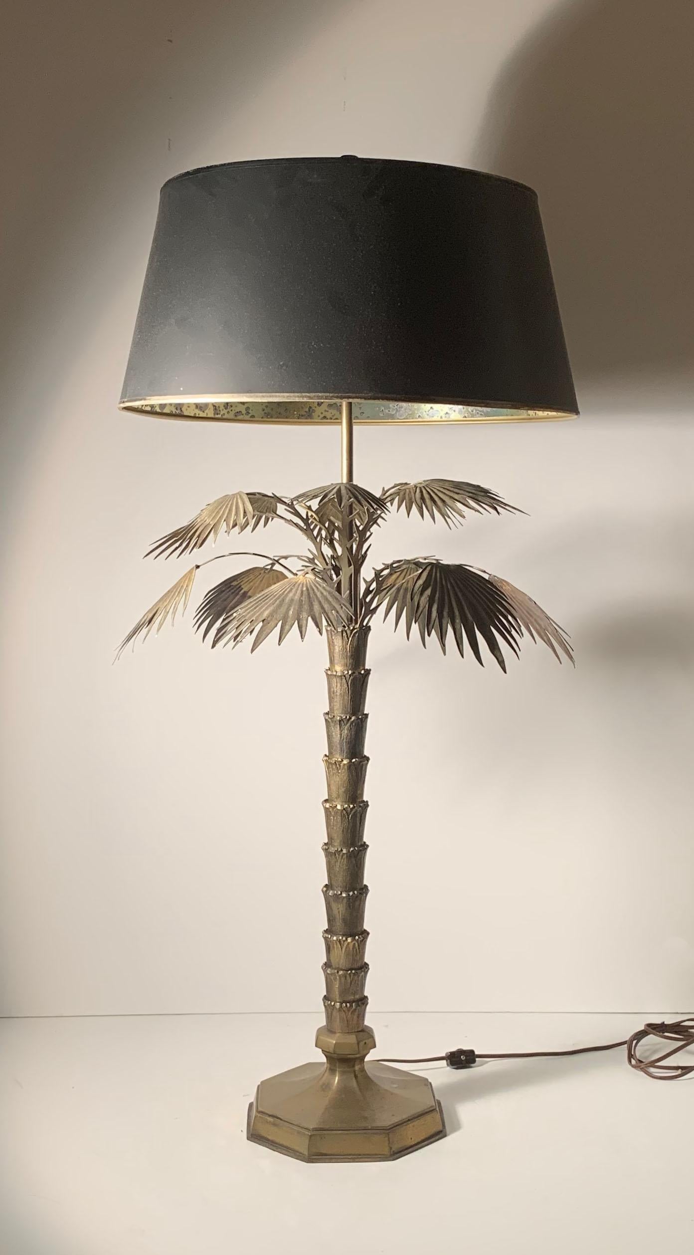 Paar Vintage 1970er Messing Chapman Palm Lampen (amerikanisch) im Angebot