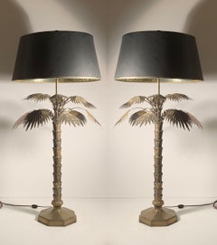 Pair of Vintage 1970s Brass Chapman Palm Lamps