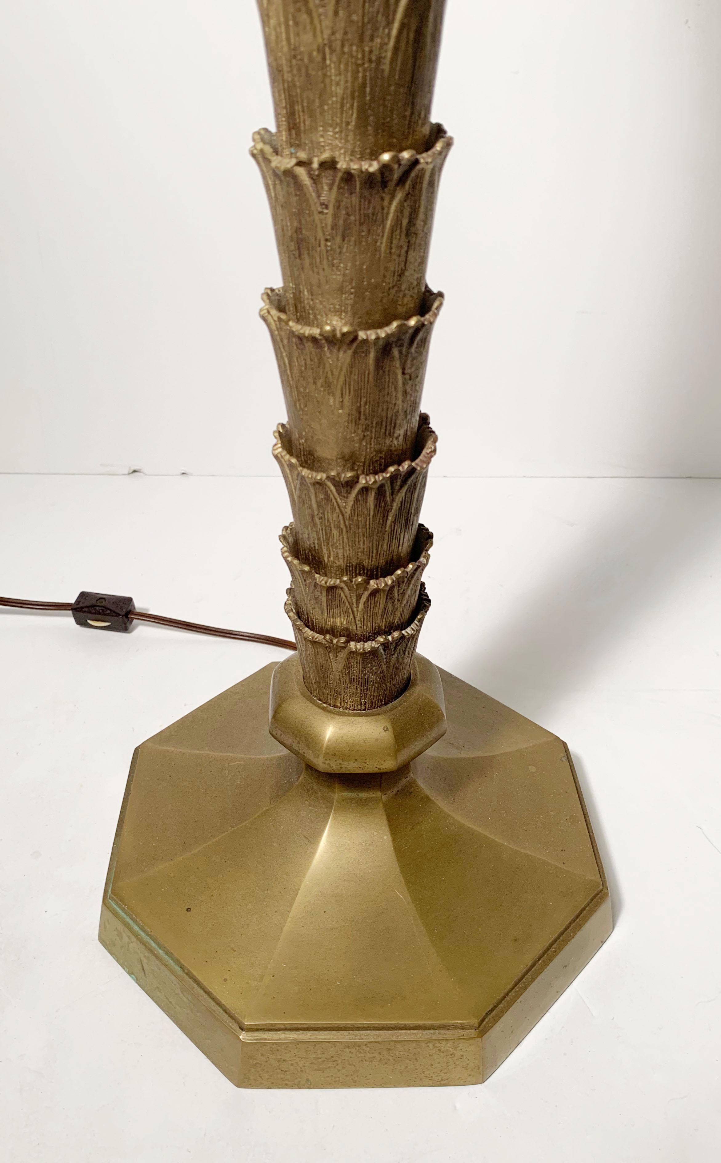 American Pair of Vintage 1970s Brass Chapman Palm Lamps For Sale