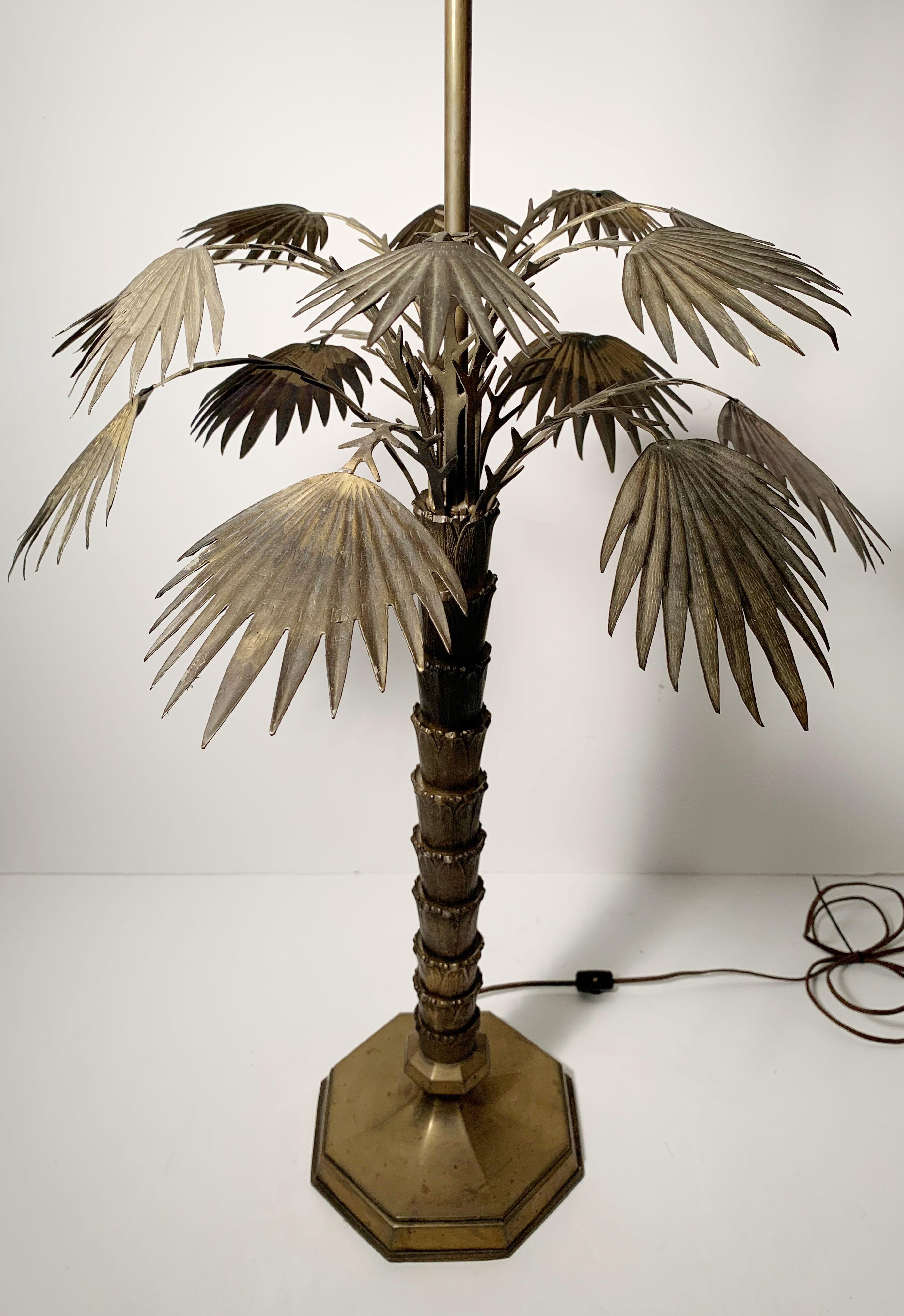 Paar Vintage 1970er Messing Chapman Palm Lampen im Angebot 5