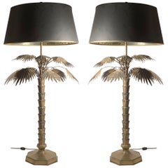 Paire de lampes Chapman Palm vintage en laiton des années 1970