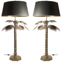 Pair of Retro 1970s Brass Chapman Palm Lamps