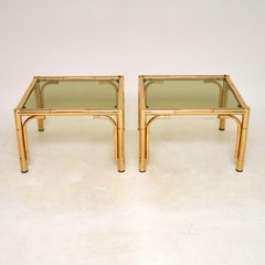 Pair of Vintage 1970's Brass Faux Bamboo Side / Coffee Tables